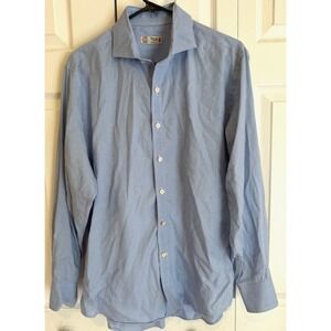 Byron British Style Exclusive‎ Cotton Long Sleeve Shirt Blue Check Men's Medium